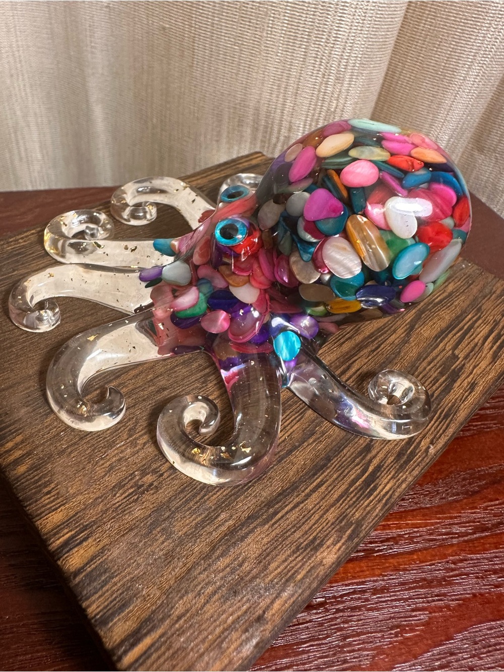 Resin and Rainbow Multi Colored Crystal Chips Octopus Figure - Picture 5 of 10